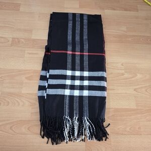 Classic Black and Gray and Red Plaid Tartan Scarf